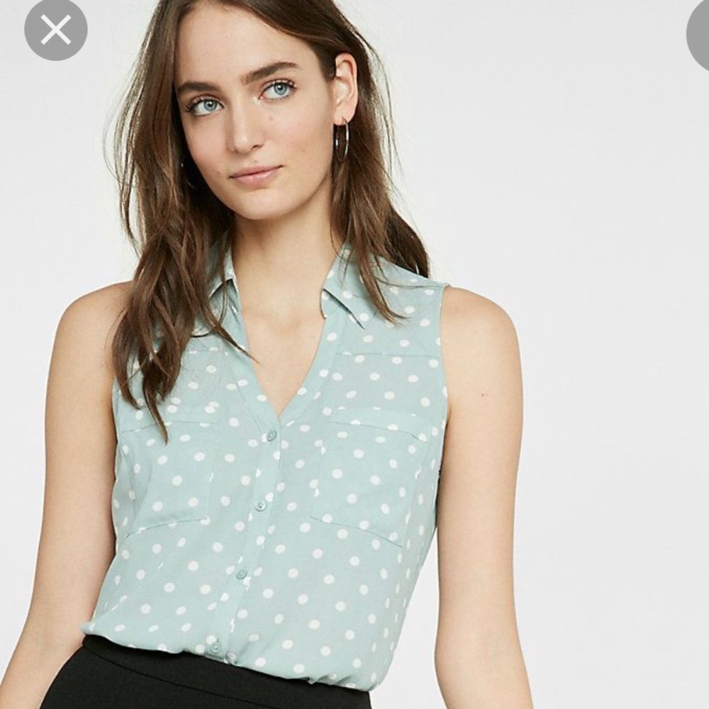 NWOT Express Sleeveless Portofino Polka Dot Shirt